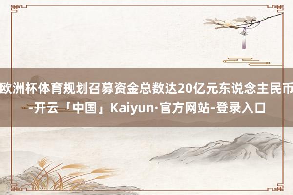 欧洲杯体育规划召募资金总数达20亿元东说念主民币-开云「中国」Kaiyun·官方网站-登录入口
