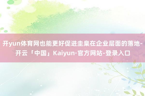开yun体育网也能更好促进圭臬在企业层面的落地-开云「中国」Kaiyun·官方网站-登录入口