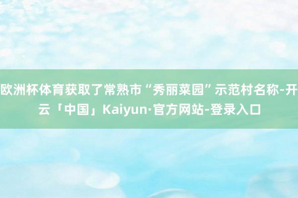 欧洲杯体育获取了常熟市“秀丽菜园”示范村名称-开云「中国」Kaiyun·官方网站-登录入口