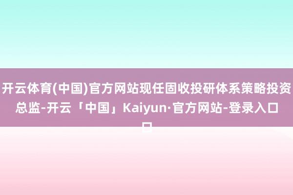 开云体育(中国)官方网站现任固收投研体系策略投资总监-开云「中国」Kaiyun·官方网站-登录入口