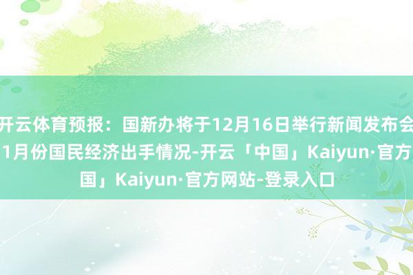 开云体育预报：国新办将于12月16日举行新闻发布会 先容2024年11月份国民经济出手情况-开云「中国」Kaiyun·官方网站-登录入口