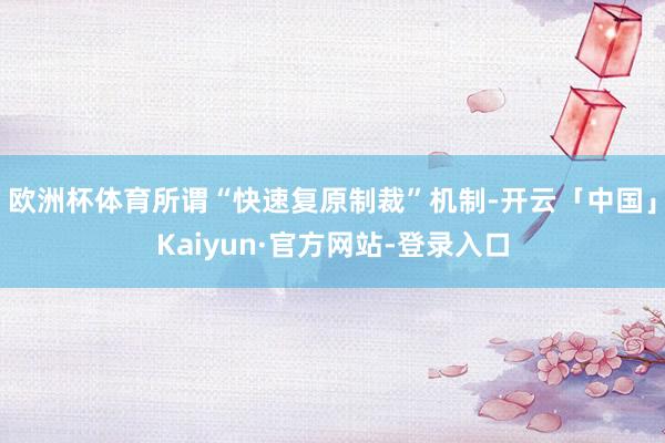 欧洲杯体育所谓“快速复原制裁”机制-开云「中国」Kaiyun·官方网站-登录入口