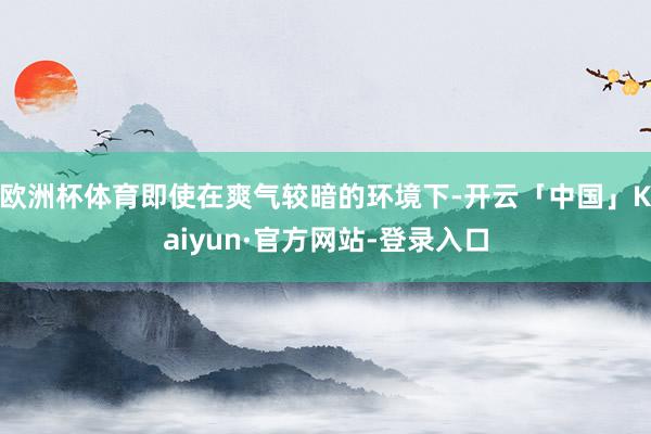 欧洲杯体育即使在爽气较暗的环境下-开云「中国」Kaiyun·官方网站-登录入口